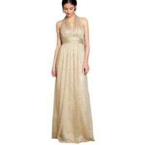 JENNY YOO gold Annabelle convertible formal bridesmaid dress sparkly 6